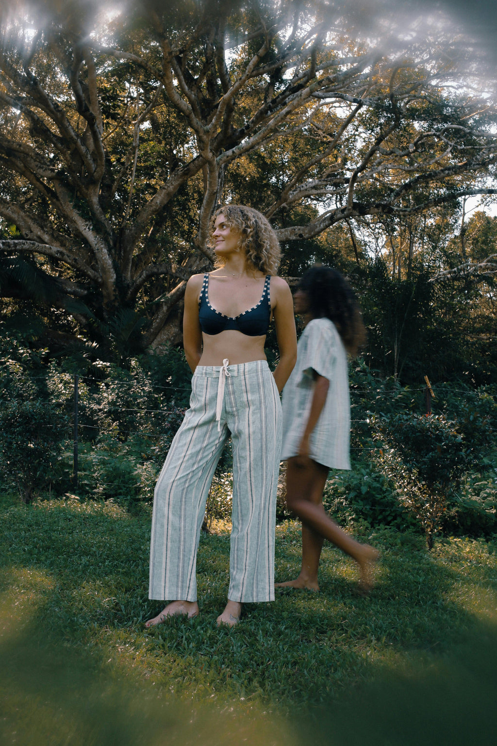 Lace Up Pant in Holiday Stripe