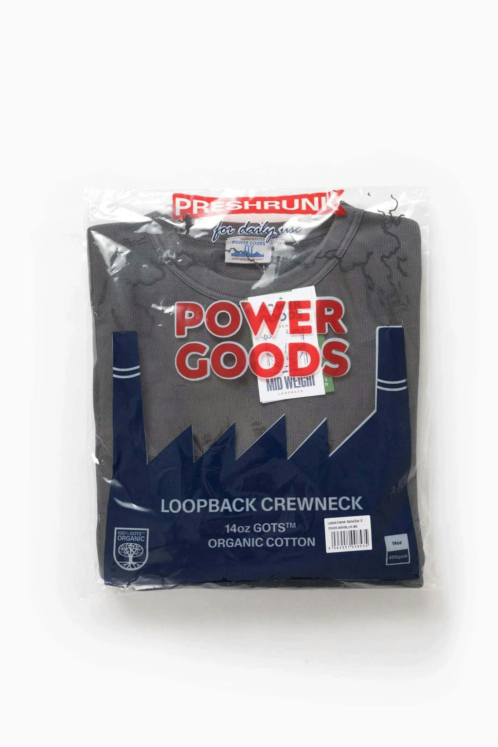 Power Goods Loopback Crewneck in Washed Black