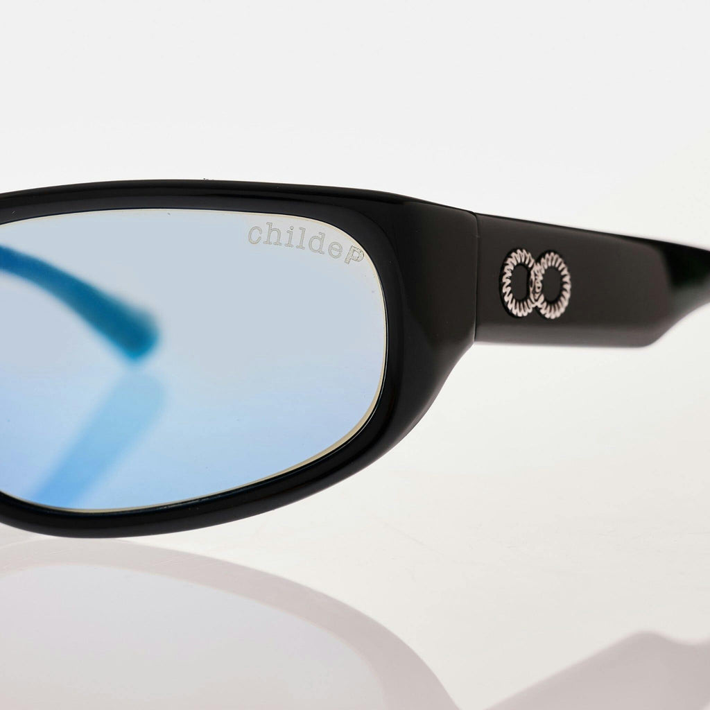 CYLINDER Gloss Black | Grey Polarised Blue Chrome Mirror Bio Lens