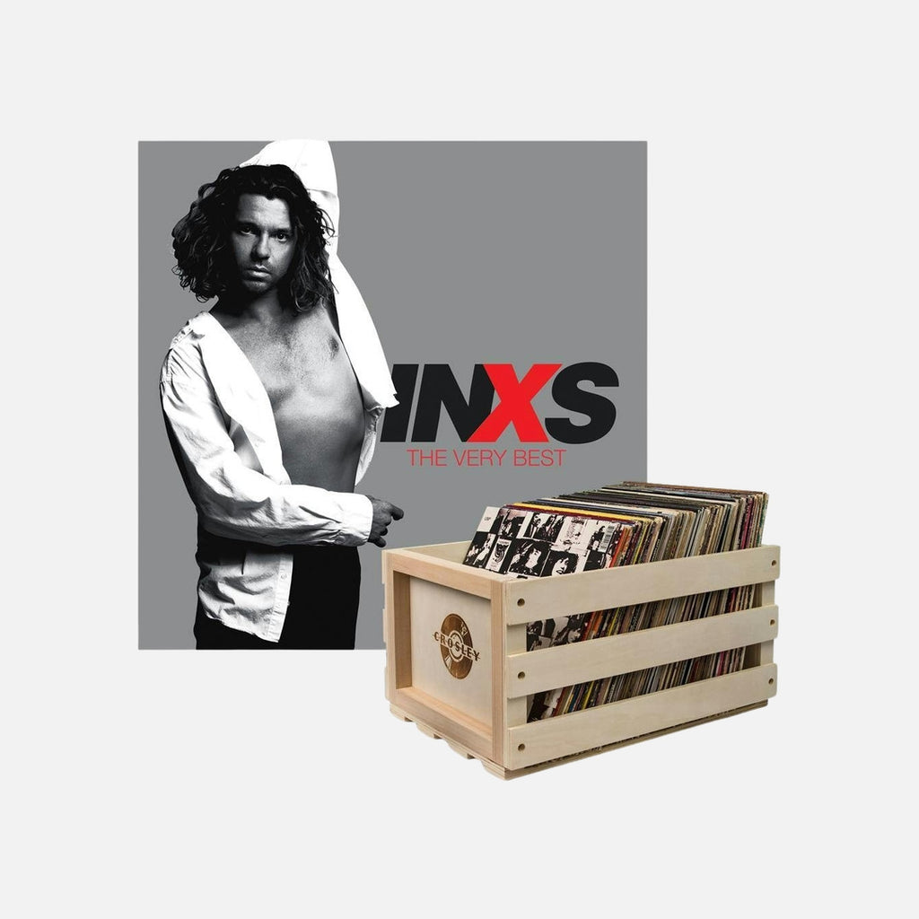 Crosley Record Storage Crate & Inxs The Very Best - Double Vinyl Album Bundle