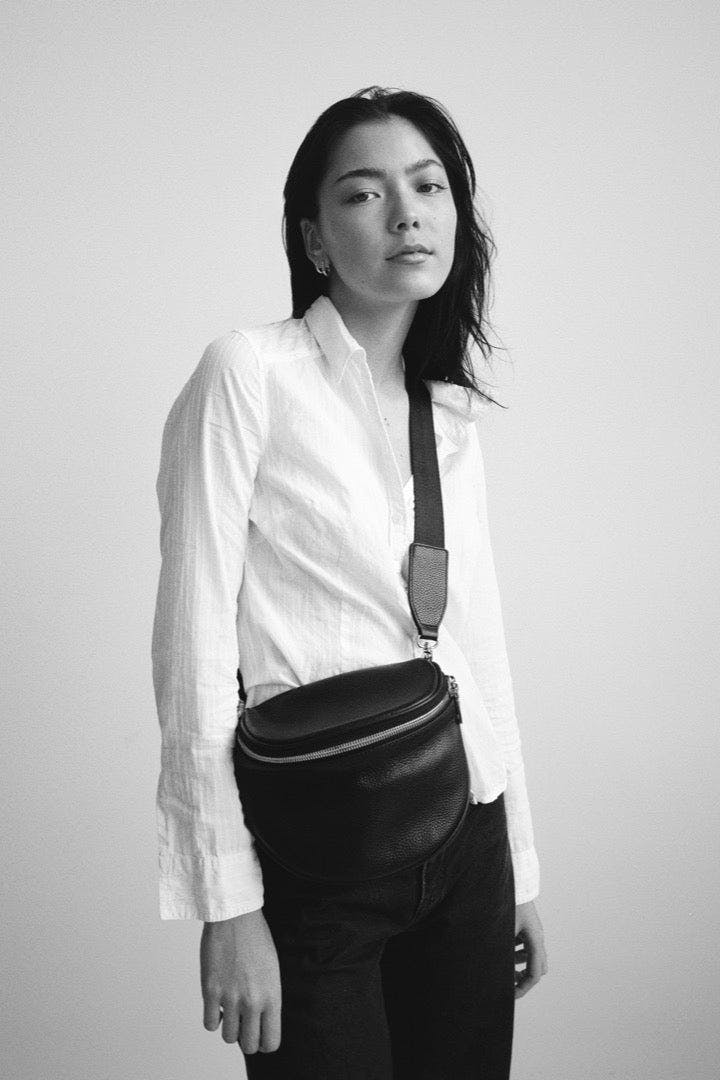Luxury Leather Bumbag | Black Gold