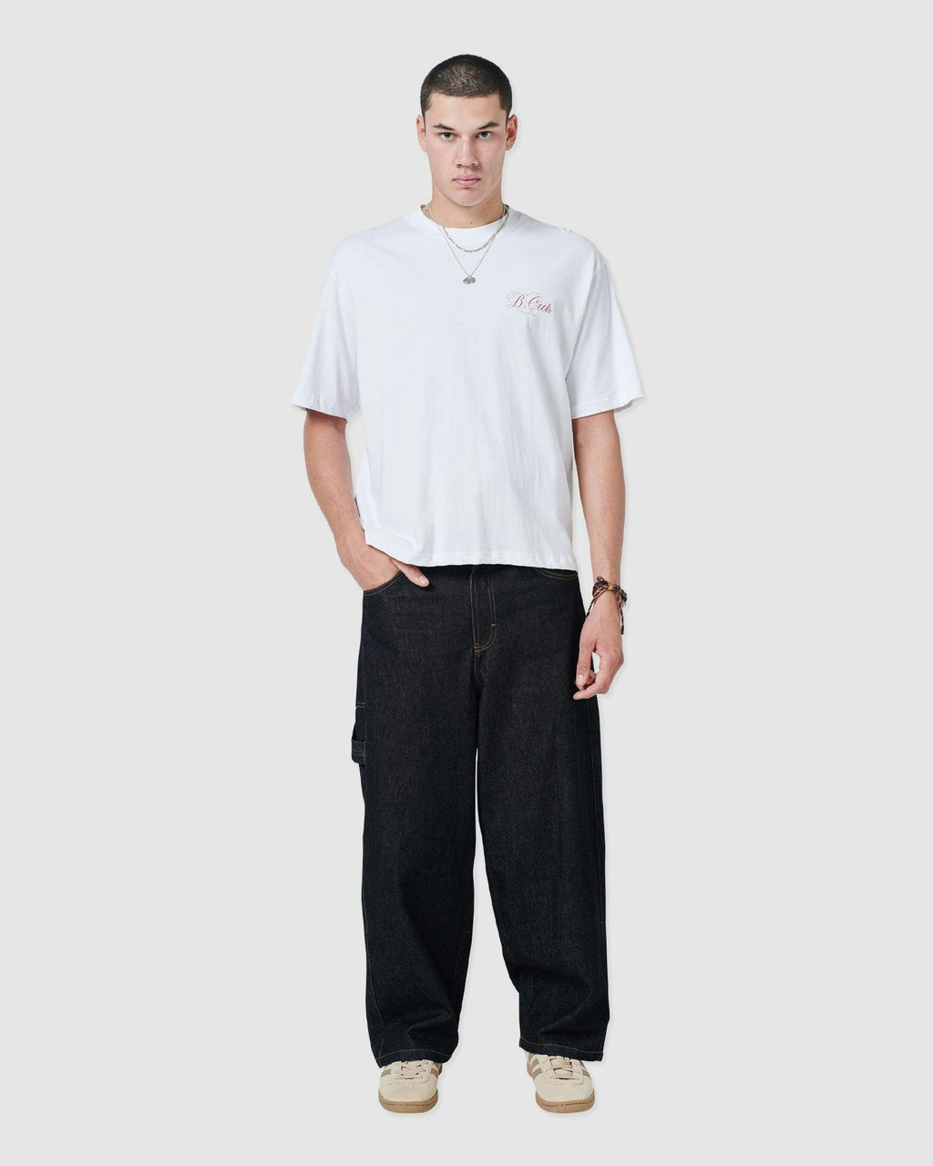 Script Crop T-shirt White