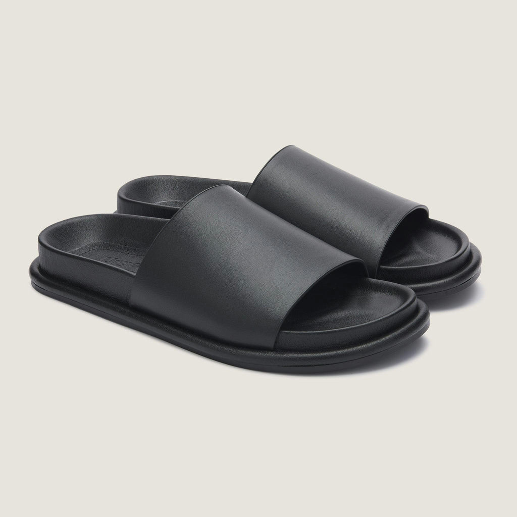 Arcade Footbed Slide - Black Leather