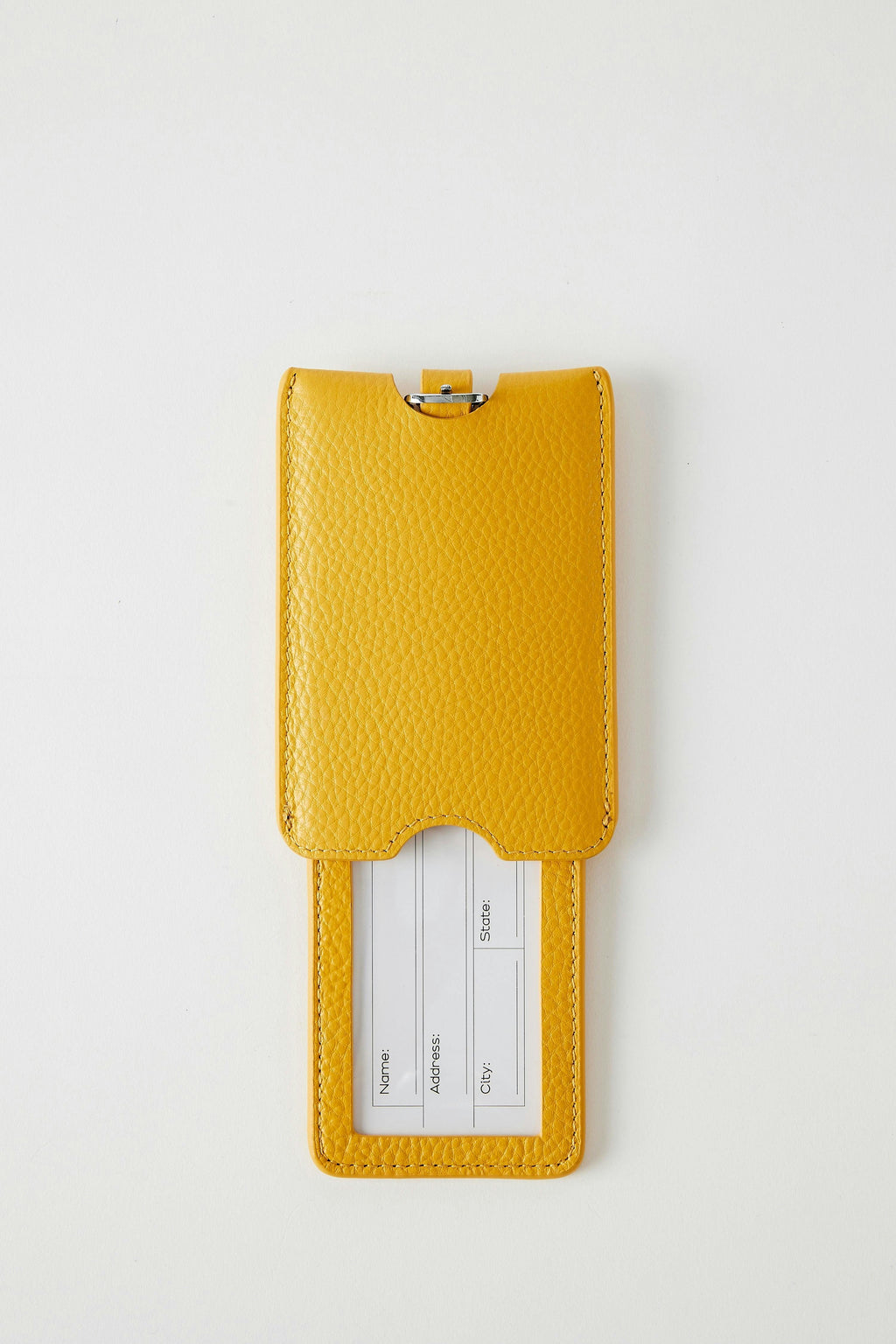 Leather Luggage Tag | Yellow Silver