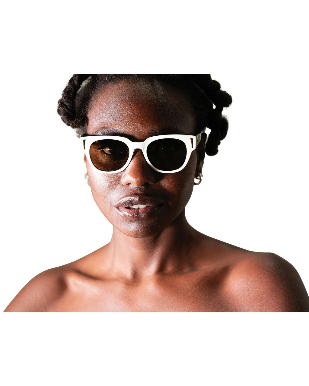 THE NYX - White on Black Sunglasses | Black Polarised Lenses