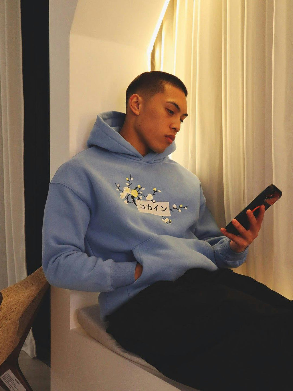 Blue / Yellow & White Blossom //// Hoodie
