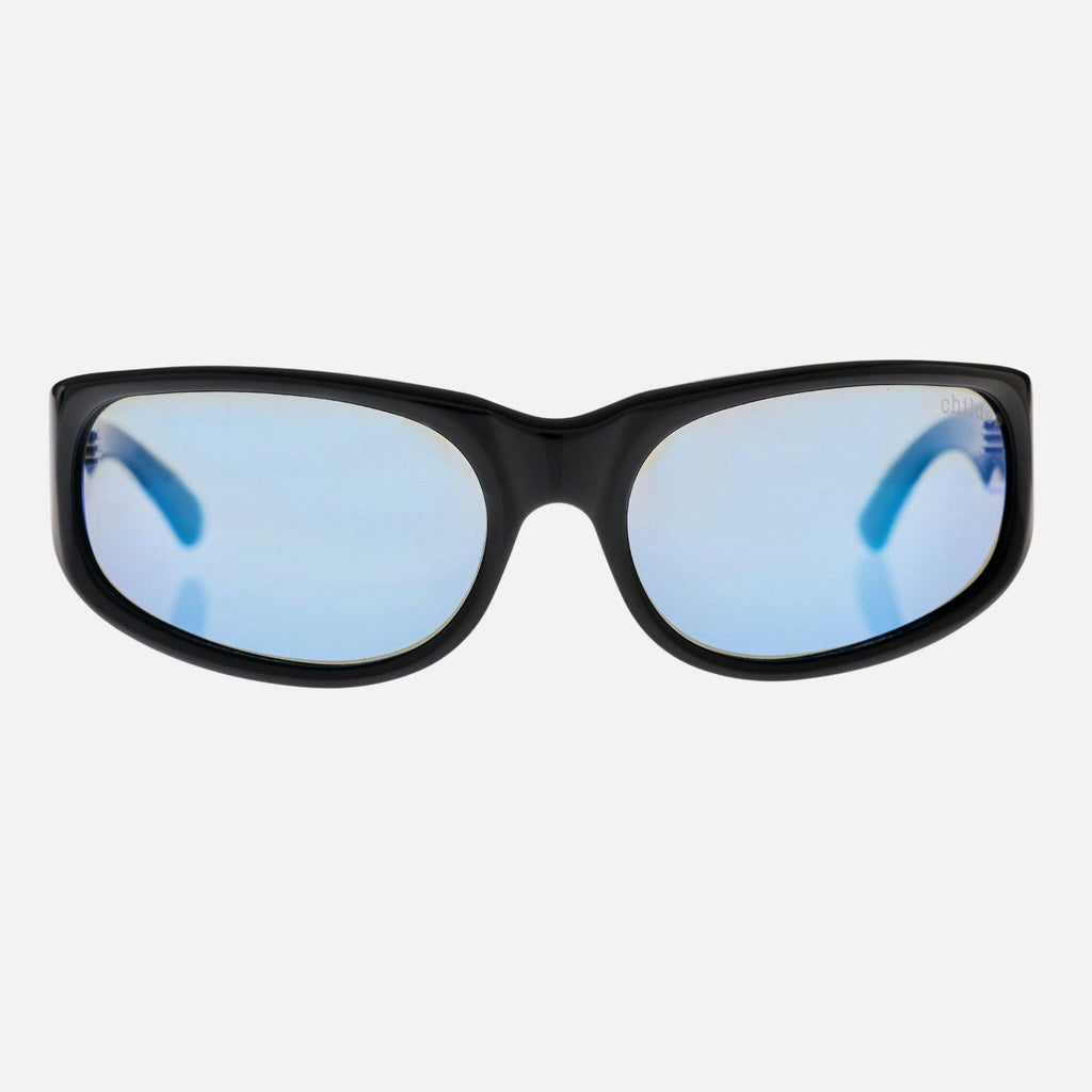 CYLINDER Gloss Black | Grey Polarised Blue Chrome Mirror Bio Lens