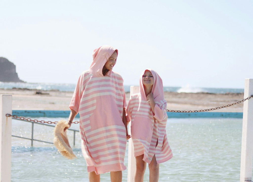 Ocean Pink Stripe Large Poncho