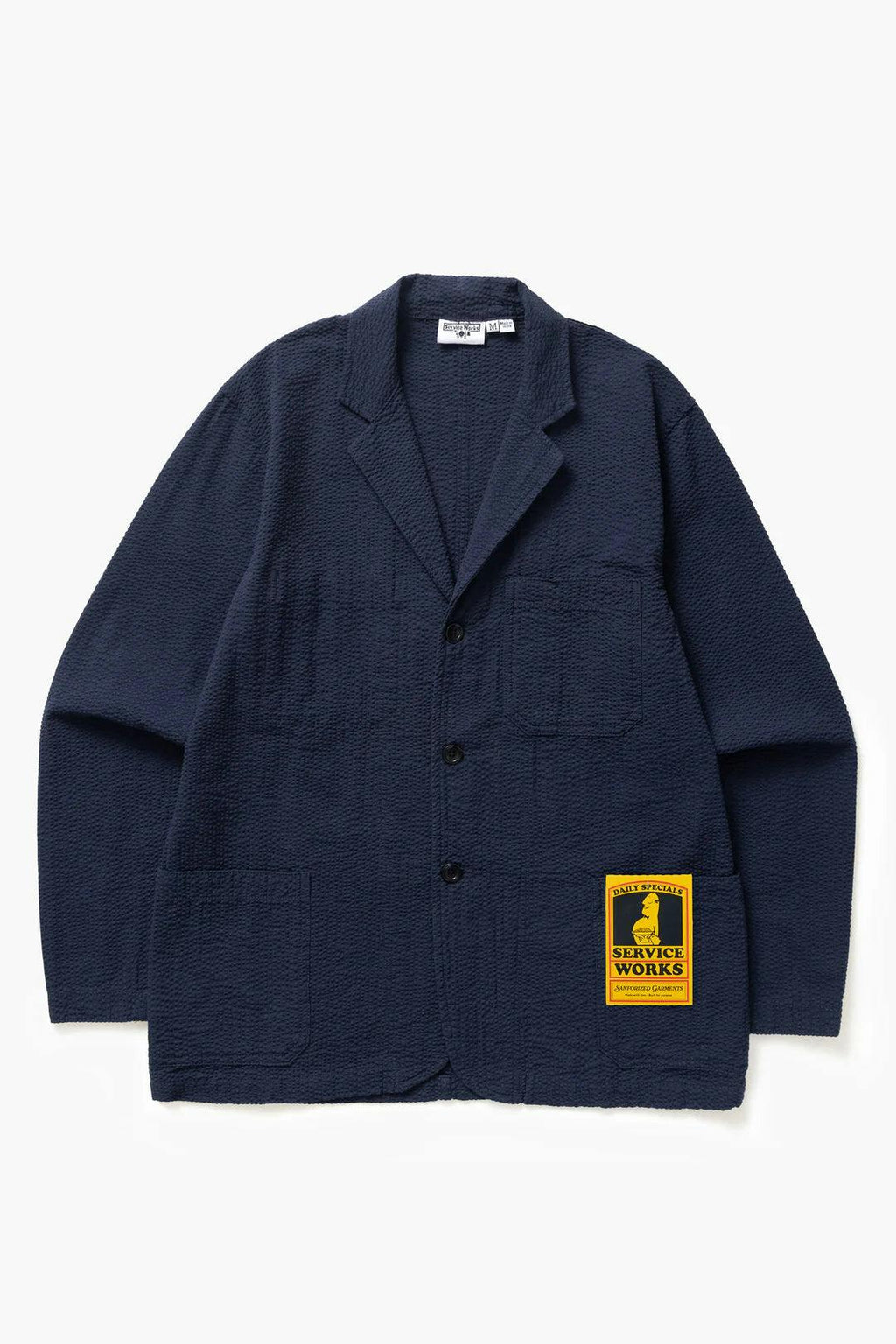 Service Works Seersucker Server Suit Jacket in Dark Navy