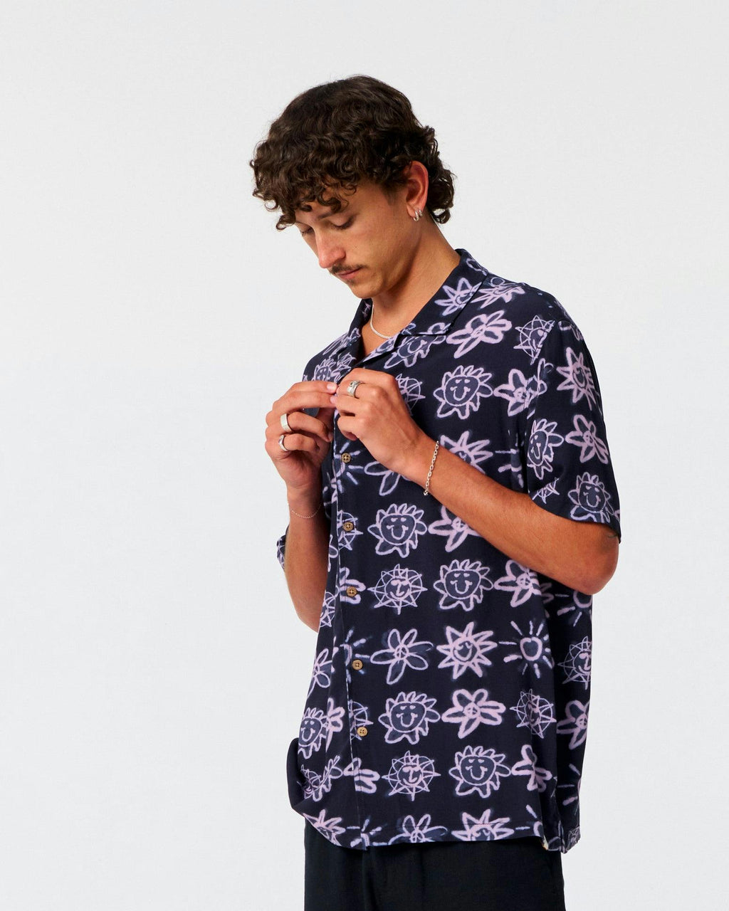 Mojo Short Sleeve Rayon Shirt - Vintage Black