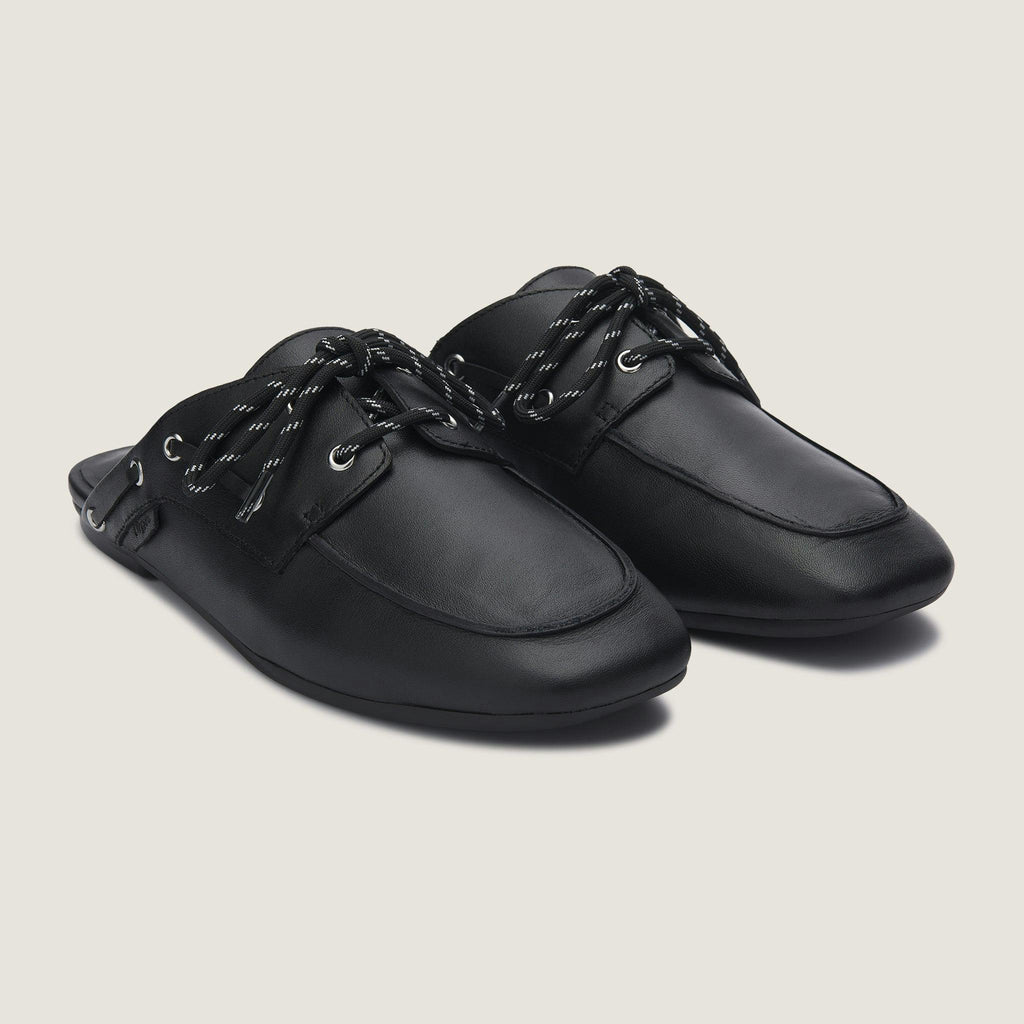 Seaside Mule - Black Leather