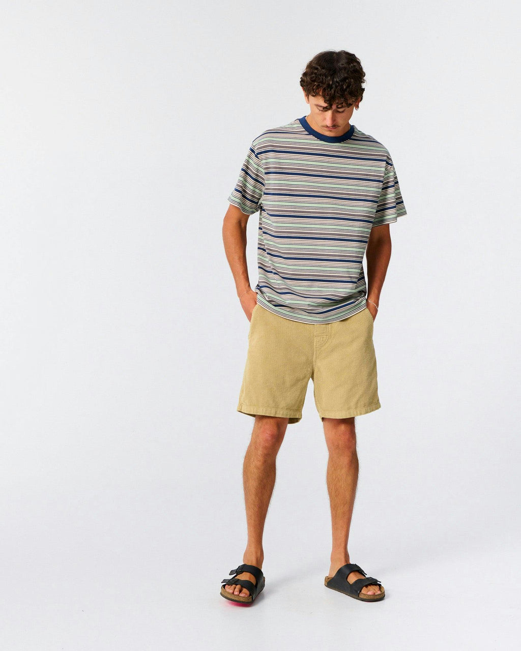 Sun Cured Stripe Tee - Worker Blue