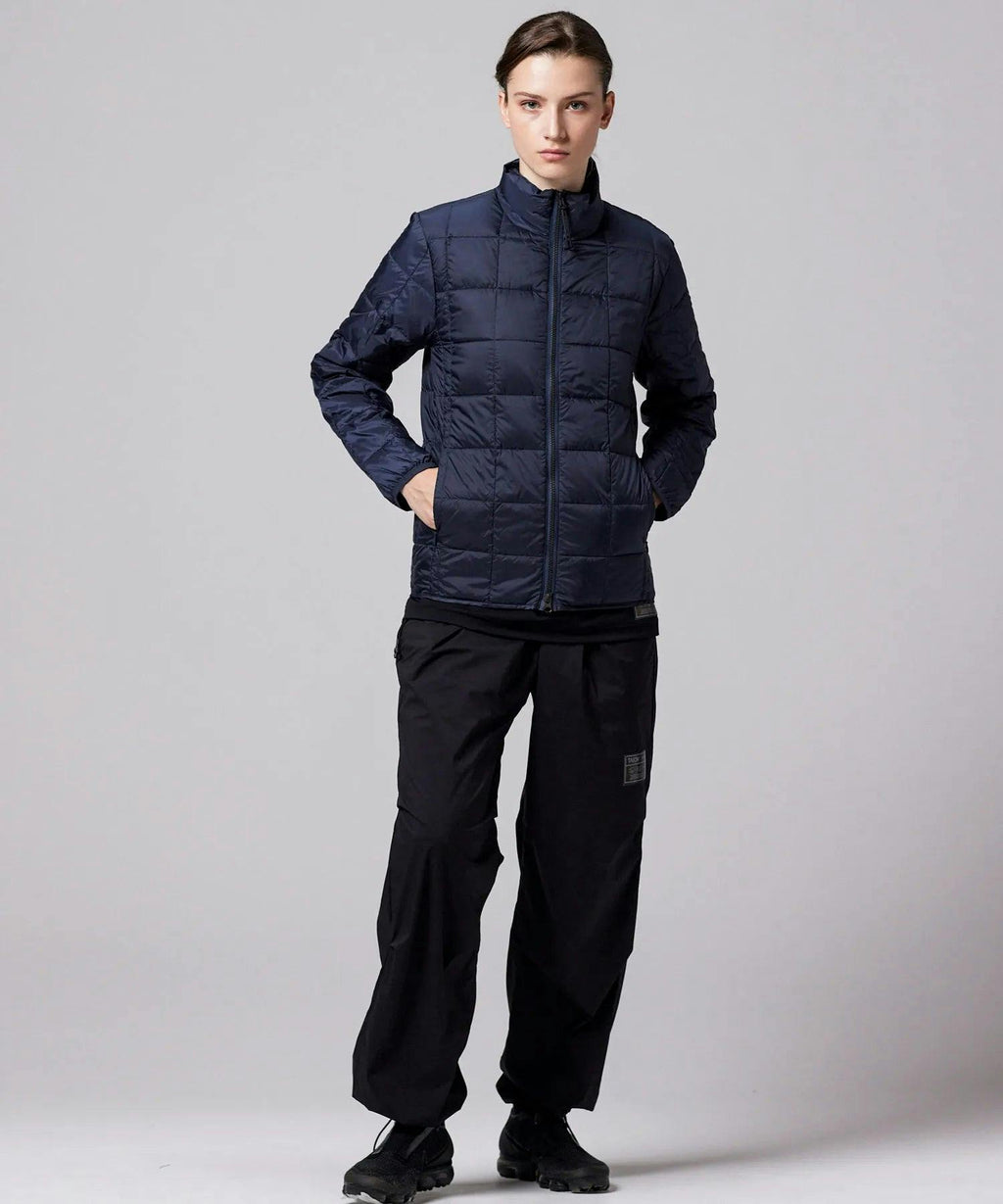TAION Unisex Basic Hi Neck W-Zip Down Jacket in Navy