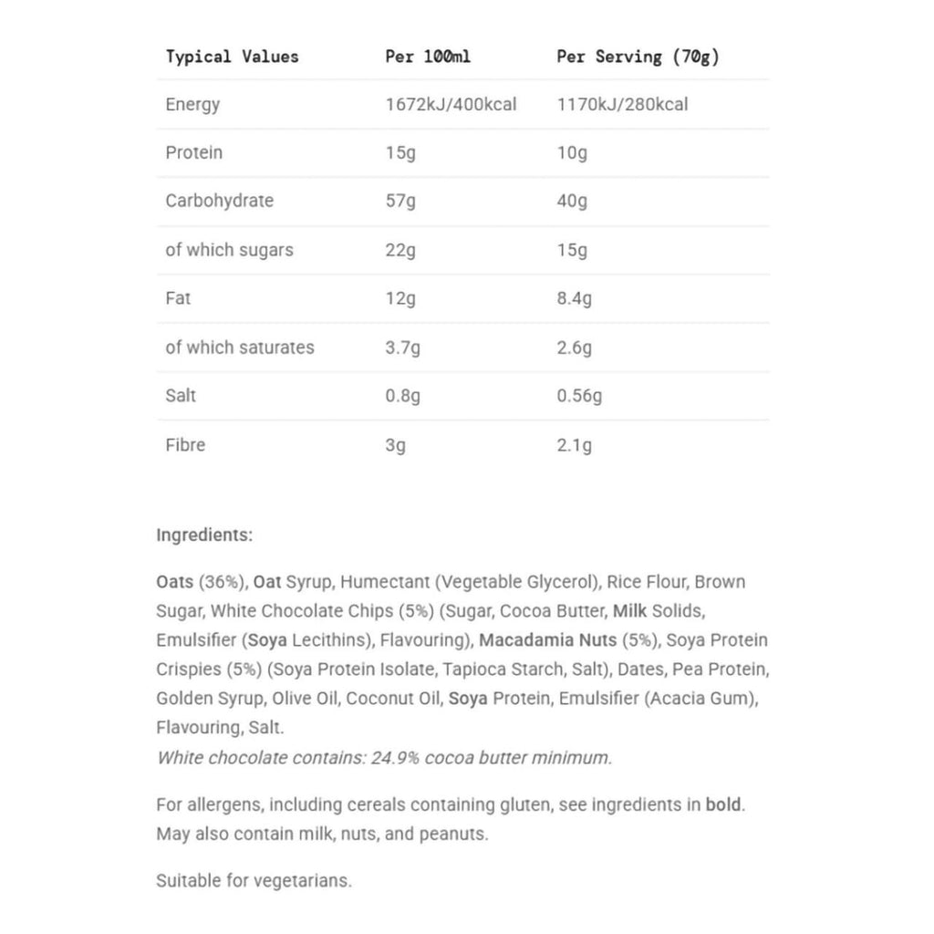 Energy Oat Bar Chocolate Macadamia Single