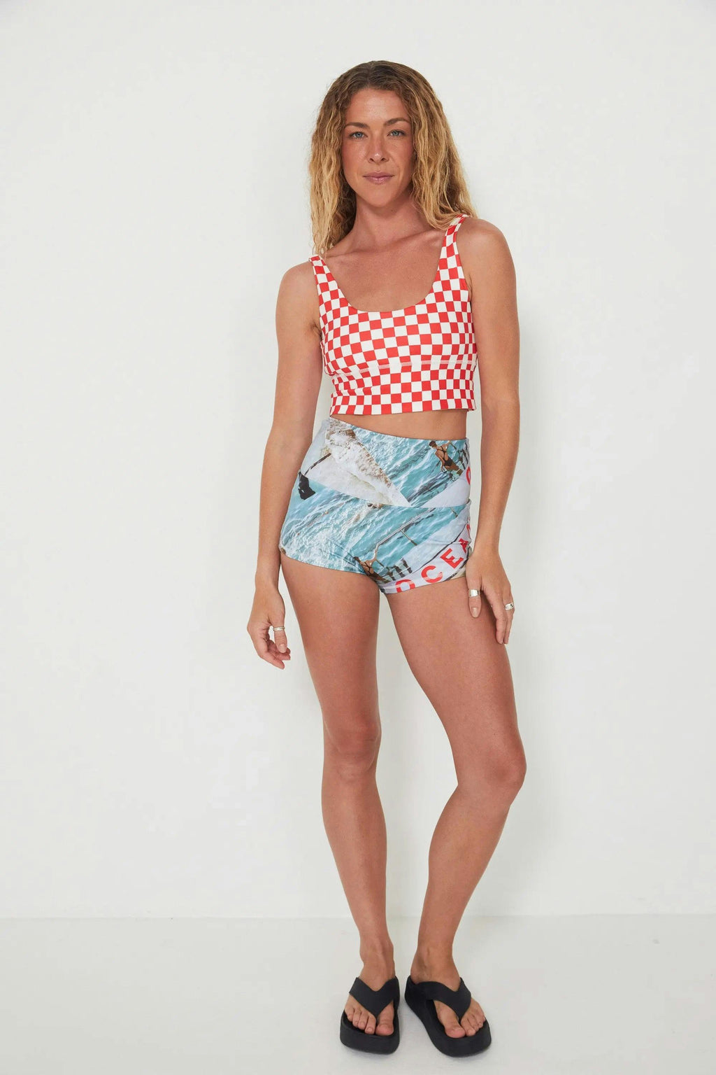 Punchy Surf Bikini Top - Chilli Checkers