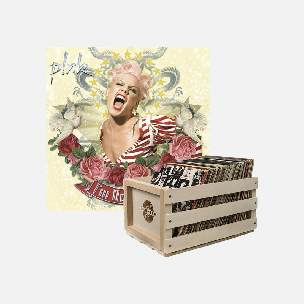 Crosley Record Storage Crate P!nk I'm Not Dead Vinyl Album Bundle