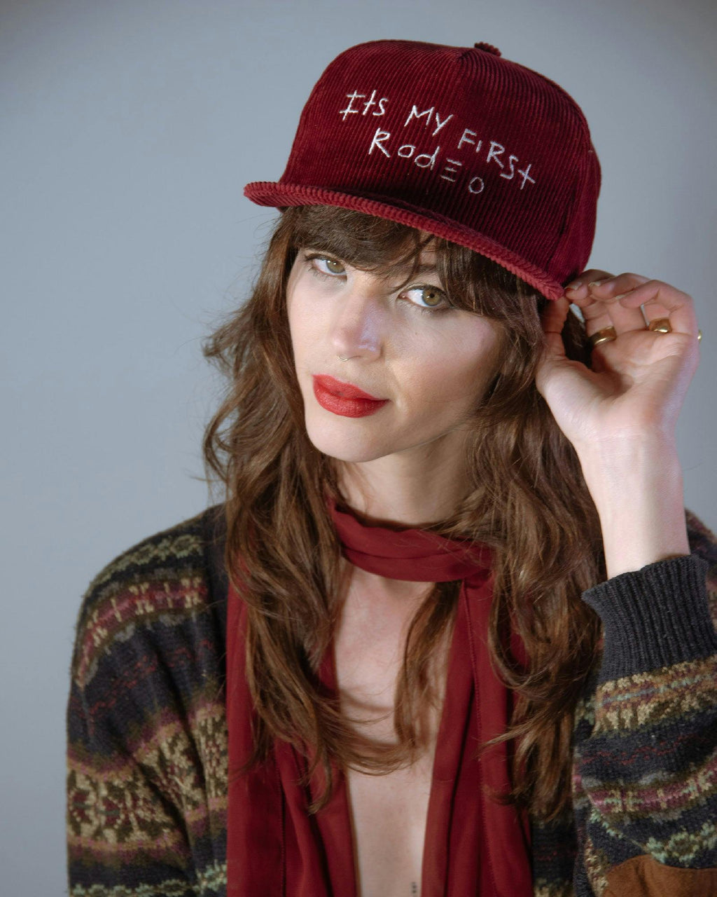 It’s My First Rodeo – Wine Corduroy Stash Cap