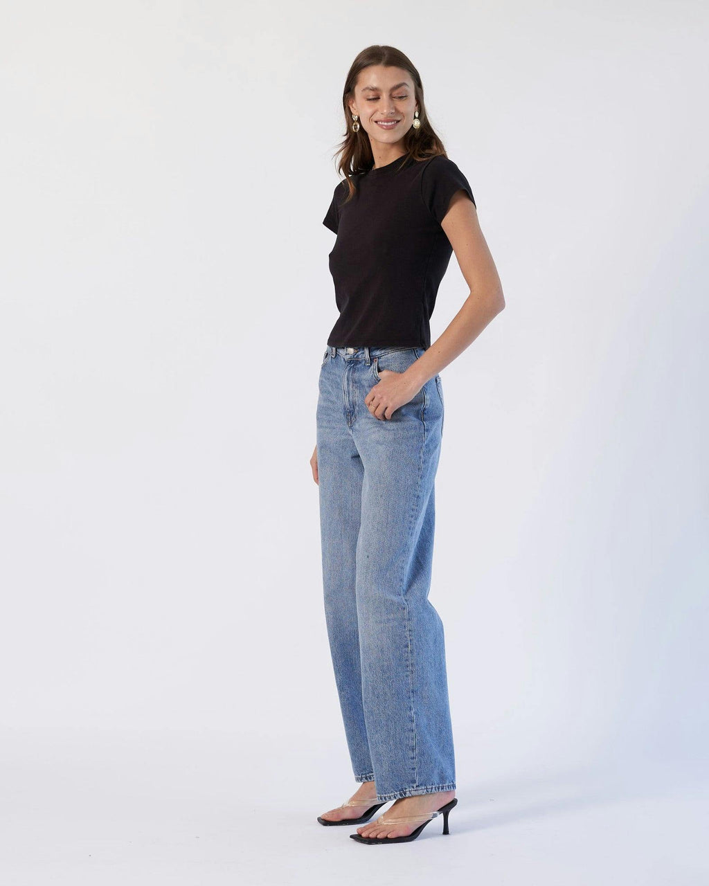 Donna High Relaxed Jeans - Stream Sky Used
