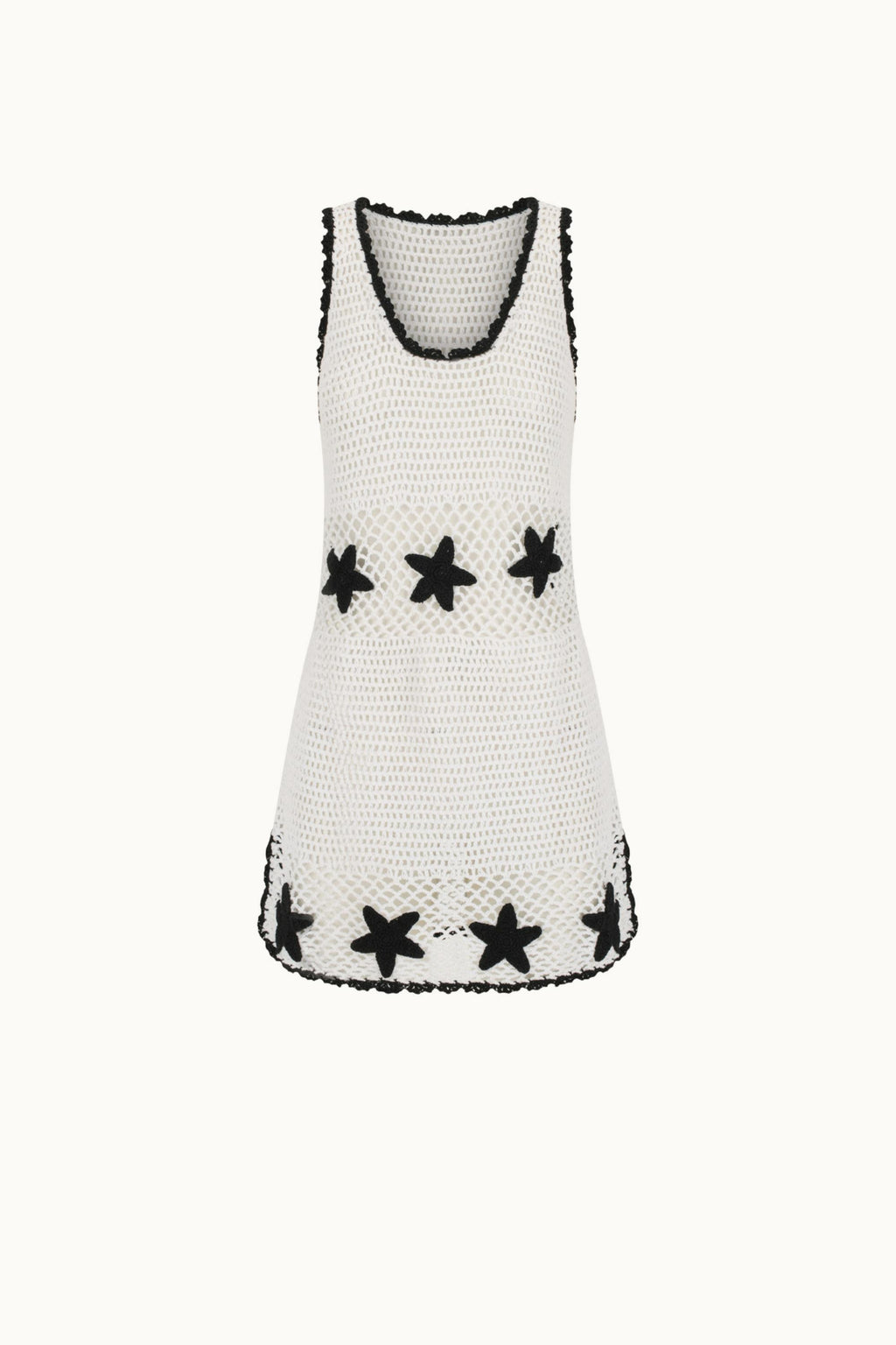 MEDITERRANEAN CROCHET MINI DRESS - NOIR & WHITE