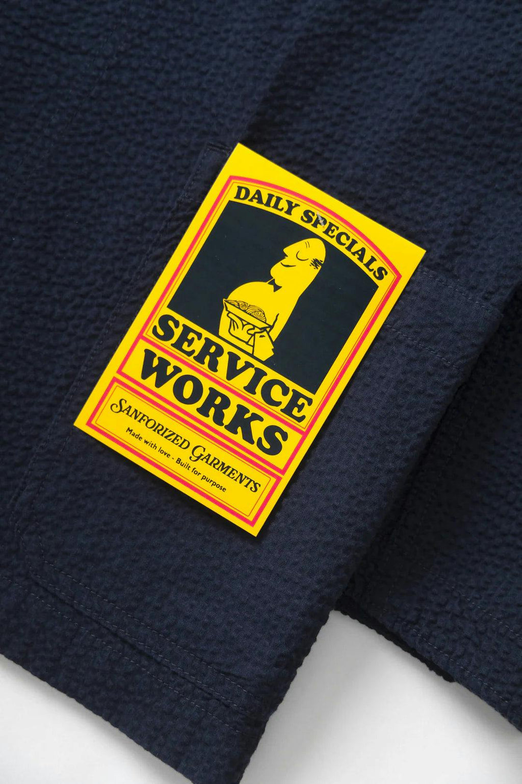 Service Works Seersucker Server Suit Jacket in Dark Navy