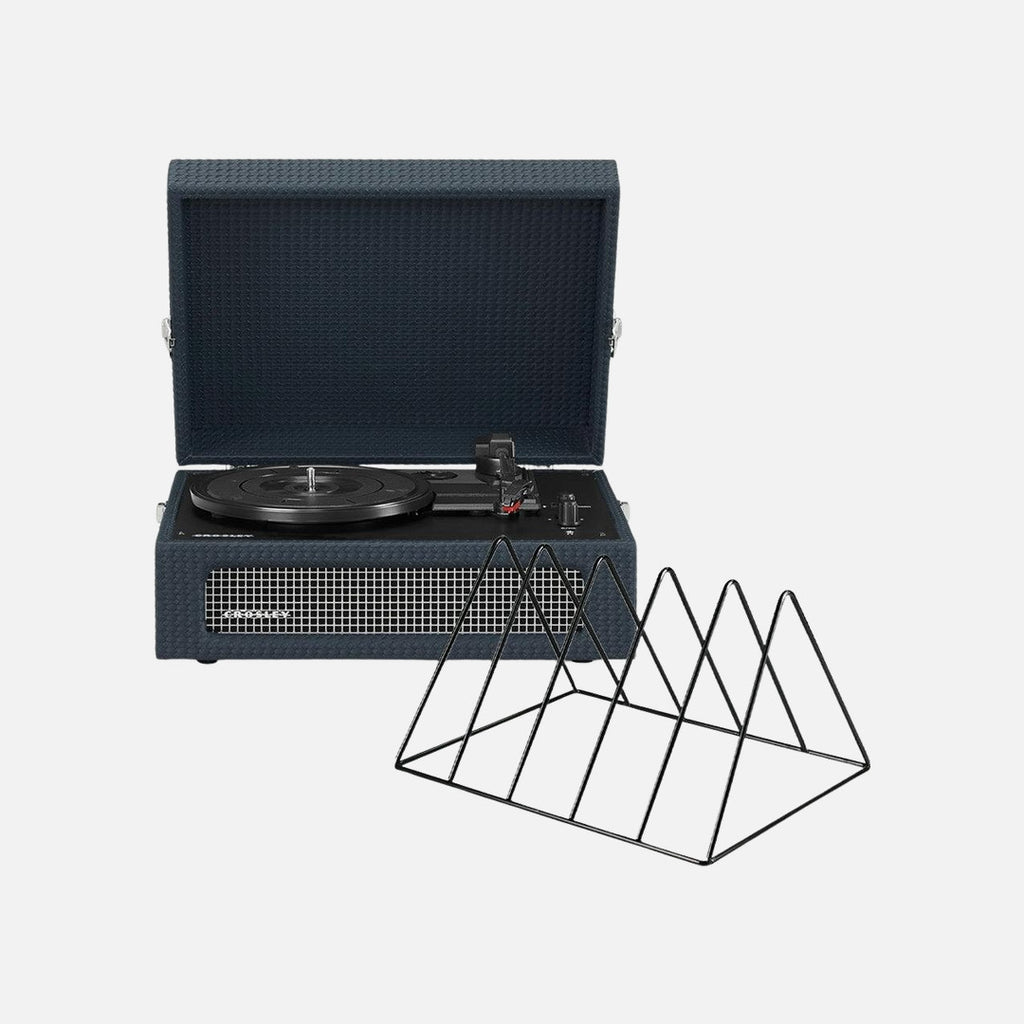 Crosley Voyager Bluetooth Portable Turntable + Gadhouse Vinyl Rack Bundle - Navy