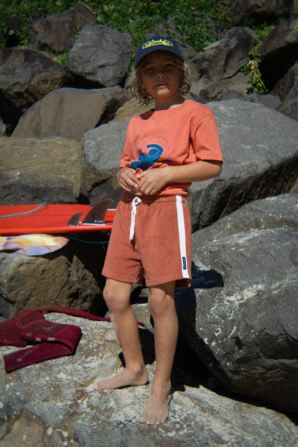 Mini Terry Towelling Shorts in Rust