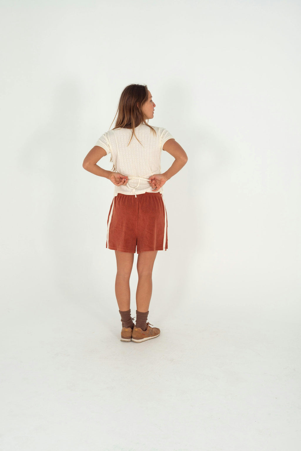 Mila Wrap Top in Oat Pointelle