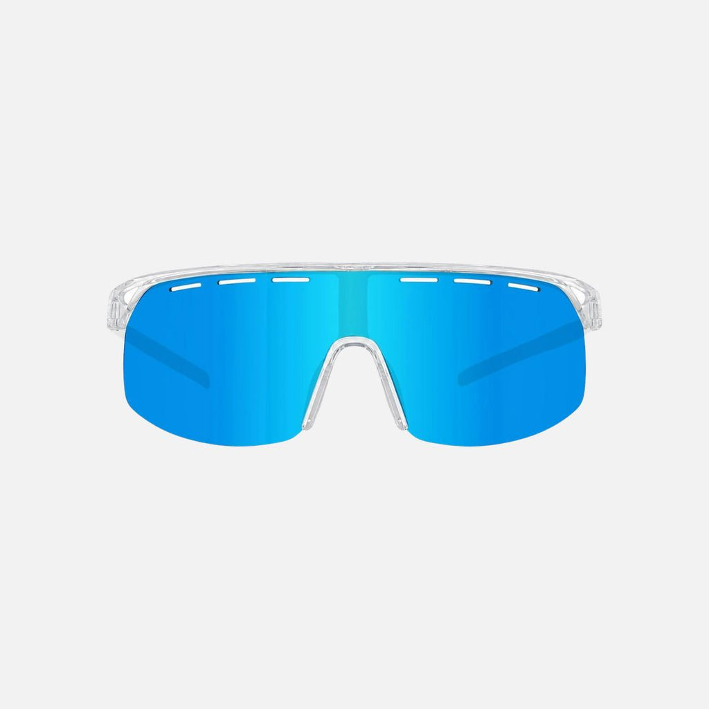 VELOCITY - CLEAR FRAME, GREY LENS WITH BLUE IRIDIUM PLUS VENTING