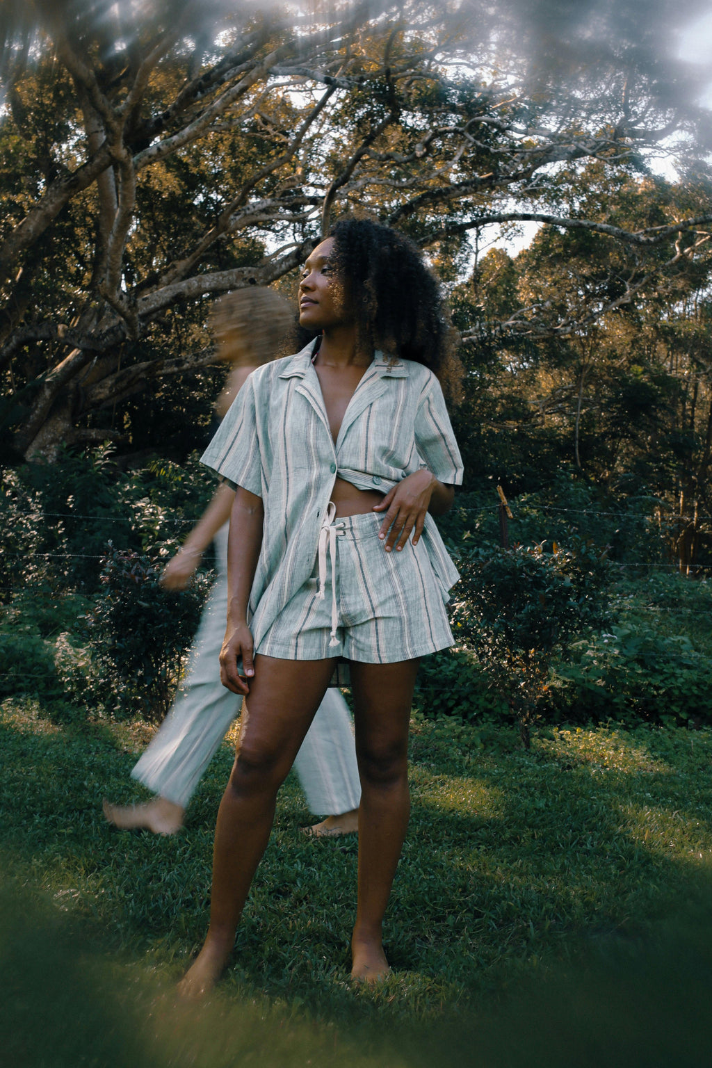 Lace up Short in Holiday Stripe